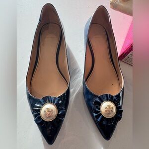Tory Burch melody flat patent leather in navy sea color